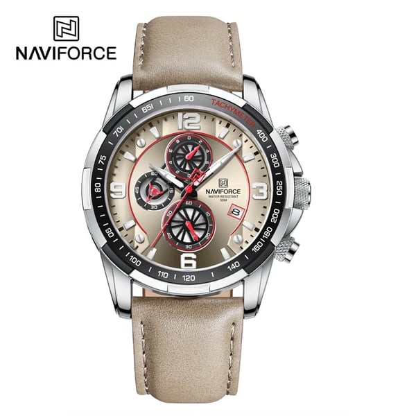 Naviforce NF8020L CALFSKIN Genuine Leather Belt Chronograph