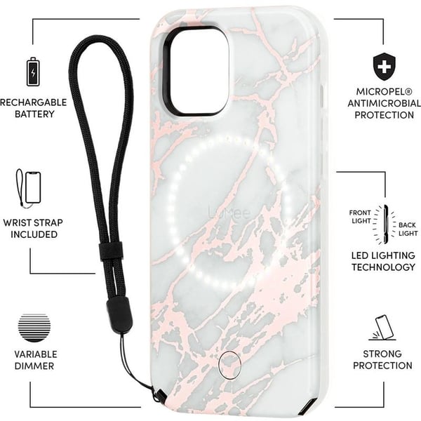 Case Mate LuMee Duo Case Rose Metallic White Marble For iPhone 12Pro Max