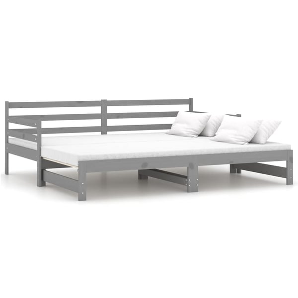 Vidaxl Pull-out Day Bed Grey Solid Pinewood 2x