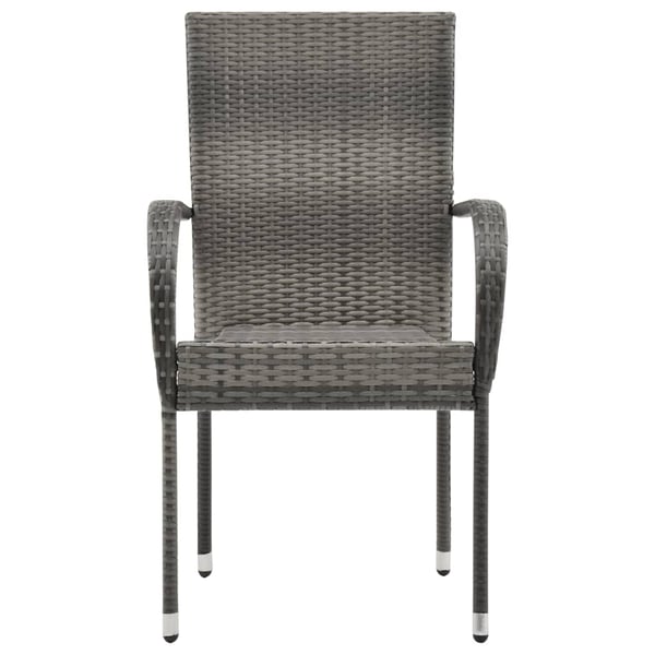 Vidaxl Stackable Outdoor Chairs 2 Pcs Grey Poly Rattan Vidaxl Stackable Outdoor Chairs 2 Pcs Grey Poly Rattan