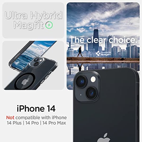Spigen Ultra Hybrid Mag designed for iPhone 14 case cover compatible with MagSafe - Black