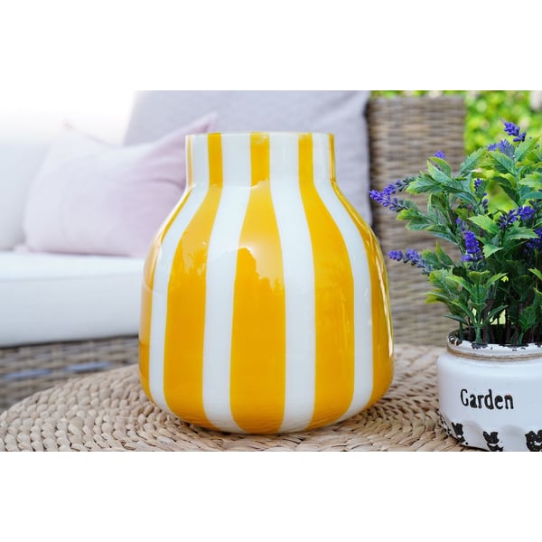 Trone Vase Yellow/white 21x26cm
