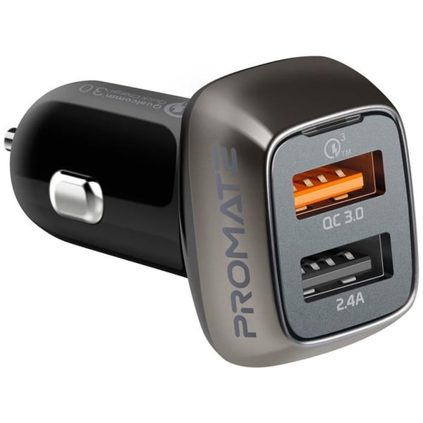 Promate 2 Port Car Charger Silver