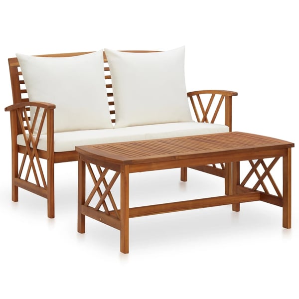 Vidaxl 2 Piece Garden Lounge Set With Cushions Solid Acacia Wood Vidaxl 2 Piece Garden Lounge Set With Cushions Solid Acacia Wood