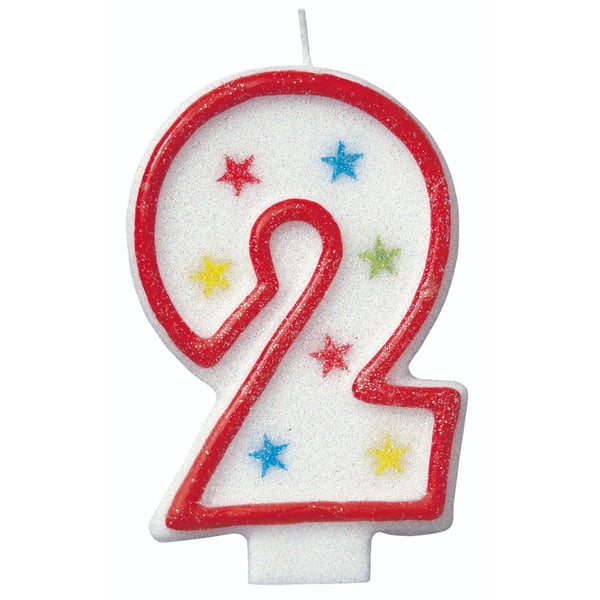Unique- Numerical 2 Glitter Candle With Cake Décor