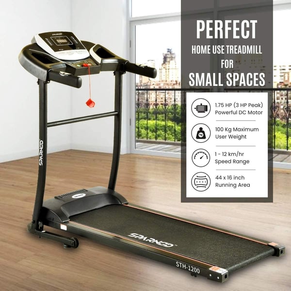 Sparnod Fitness Automatic Treadmill - Foldable Motorized Treadmill for Home Use- STH-1200 (3 HP Peak) Sparnod Fitness Automatic Treadmill - Foldable Motorized Treadmill for Home Use- STH-1200 (3 HP Peak)