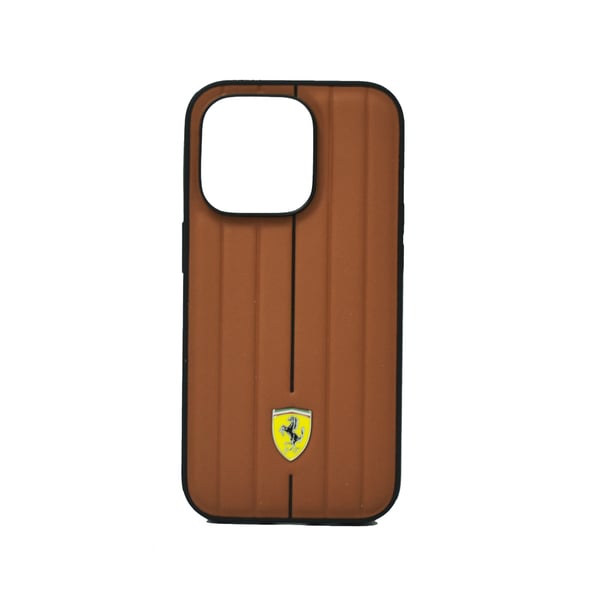 Ferrari Leather Case With Embossed Stripes Yellow Shield Logo For Iphone 14 Pro Camel Ferrari Leather Case With Embossed Stripes Yellow Shield Logo For Iphone 14 Pro Camel