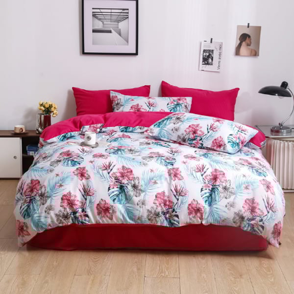 Buy LUNA HOME King Size 6 Pieces set, Reversible Tropical Crimson Color