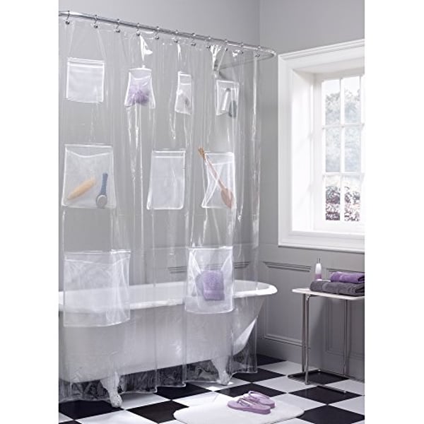Liner Bath Shower Organizer Clear, Mesh Shower Curtain