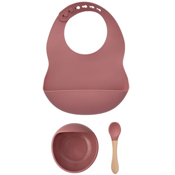 Milk It Baby Rose Pink Bib & Bowl Set, MI-BBRP004 100% Food Grade Silicone Set Milk It Baby Rose Pink Bib & Bowl Set, MI-BBRP004 100% Food Grade Silicone Set
