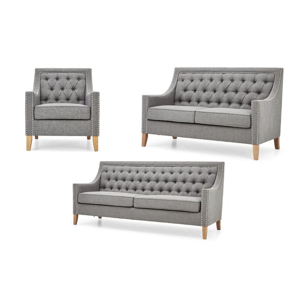 Asghar Furniture - Fayre Premier Sofa Set - Grey, Three Seater Asghar Furniture - Fayre Premier Sofa Set - Grey, Three Seater