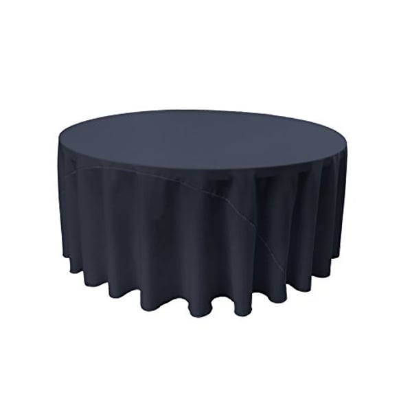 La Linen Polyester Poplin Round Tablecloth, 108-Inch, Navy Blue 108RD-010178