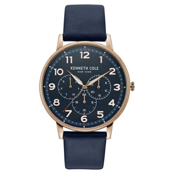 Kenneth Cole KC50801003 Dress Sport Blue Leather Quartz Watch Men