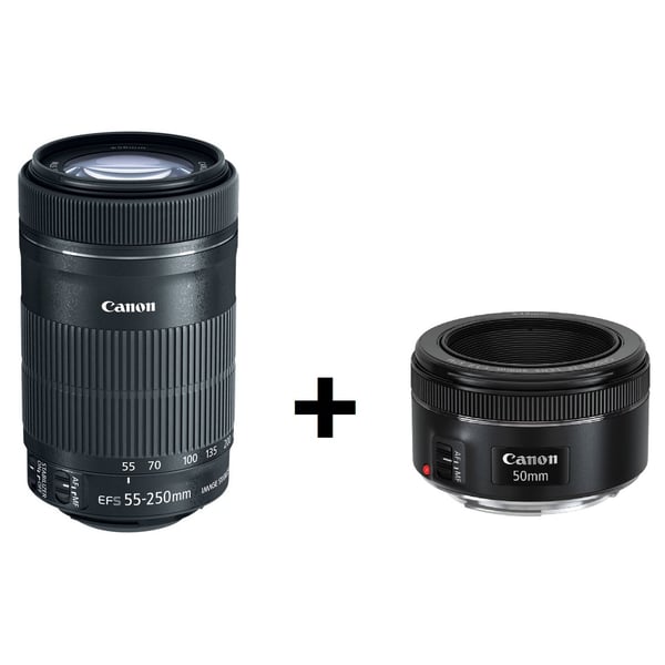 Canon EFS 55250mm F/45.6 IS STM Lens + EF 50MM F/1.8 STM Camera Lens
