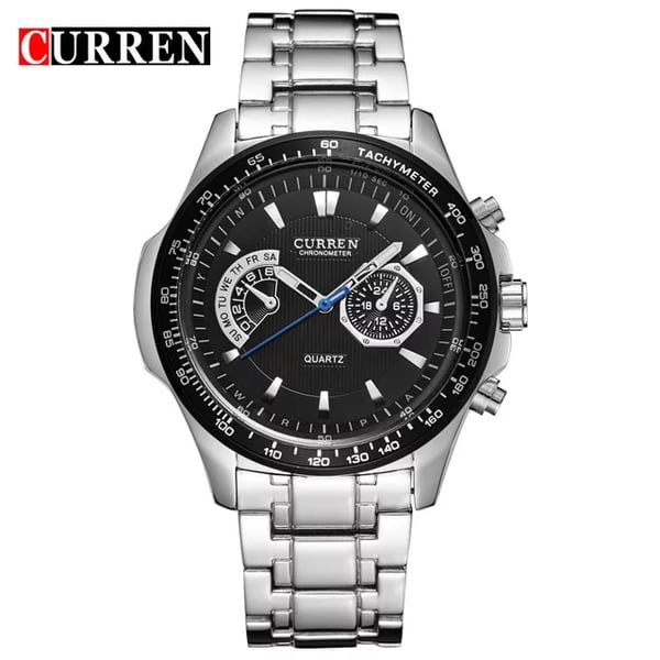 Curren CRN8020S-SLVR/BLK-Casual Stainless Steel Men's Wristwatch Curren CRN8020S-SLVR/BLK-Casual Stainless Steel Men's Wristwatch