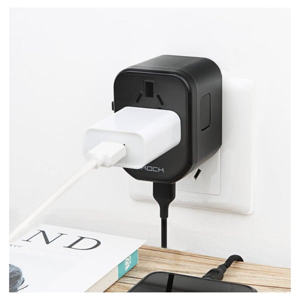 Rock 5V/3A Dual USB Universal Adaptor Black Rock 5V/3A Dual USB Universal Adaptor Black