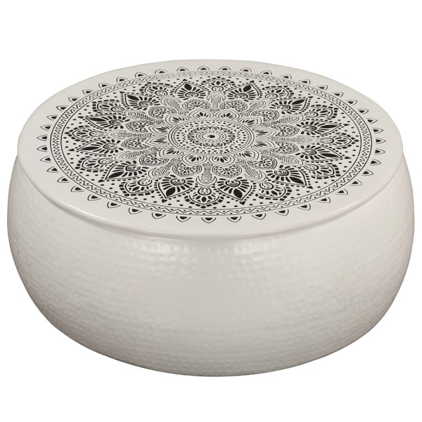 vidaXL Coffee Table Hammered Aluminium 70x30 cm White vidaXL Coffee Table Hammered Aluminium 70x30 cm White