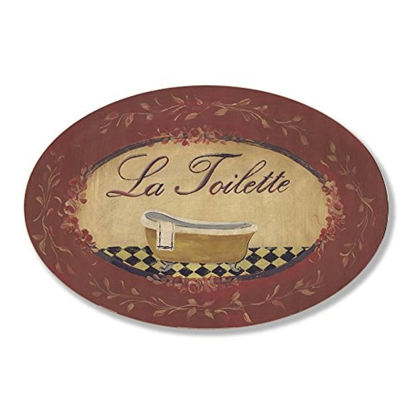 The Stupell Home Decor Collection La Toilette With Gold Claw Foot Tub Rustic Red Oval Bathroom Wall Plaque The Stupell Home Decor Collection La Toilette With Gold Claw Foot Tub Rustic Red Oval Bathroom Wall Plaque