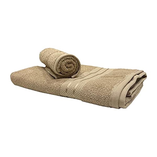 Buy Bath And Hand Towel Set Of 2 Beige 100 Cotton Byft Daffodil