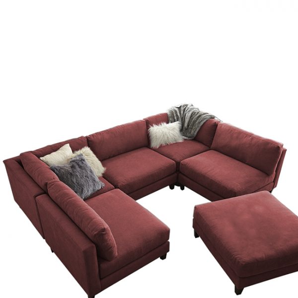Asghar Furniture - Delsea Modular Sofa - Maroon
