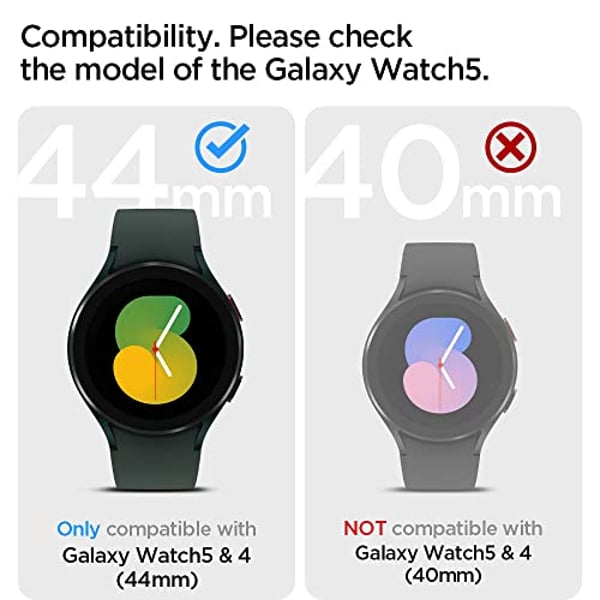 Spigen Glastr Ez Fit [2-pack] Designed For Samsung Galaxy Watch 5 (44mm) Tempered Glass Screen Protector With Auto Align Technology Tray