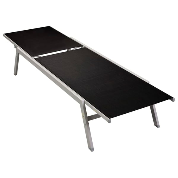 vidaXL Sun Lounger Steel and Textilene Black vidaXL Sun Lounger Steel and Textilene Black