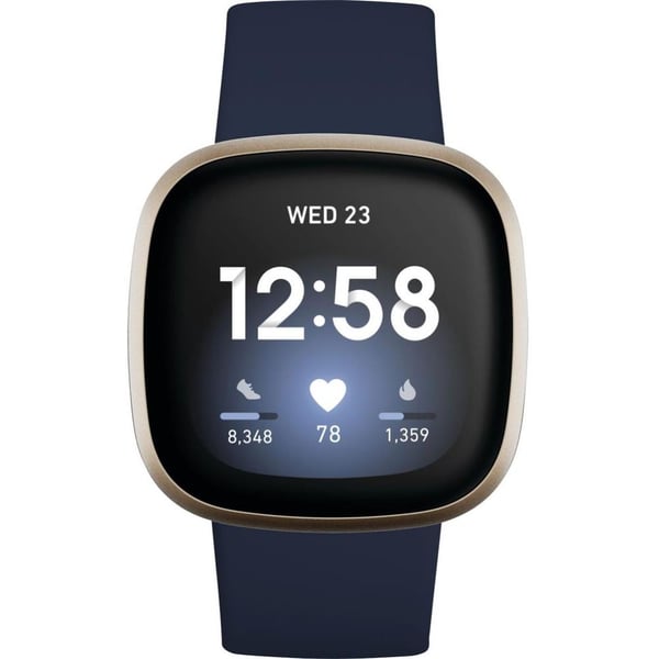 Fitbit FB511GLNV Versa 3 Fitness Smartwatch Midnight/Soft Gold