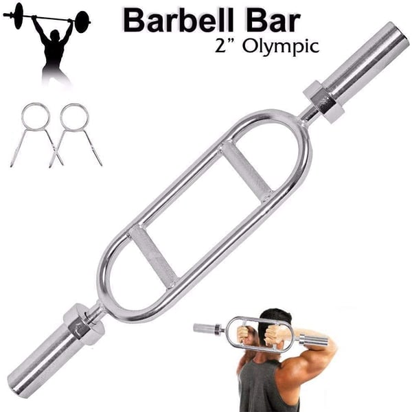 ULTIMAX Dumbbell Olympic Super Curl Bar, Barbell Solid Chrome Tricep Bar Curl Bending Bar with Barbell Spring Clip, Weightlifting Strength Training Weight Lifting Bar With Spring Lock 50 mm