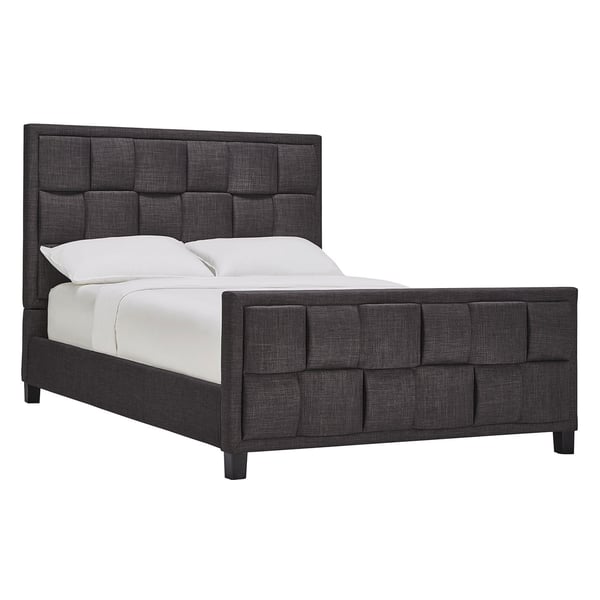 Upholstered Cotton and Polyester Bed Frame Queen with Mattress Charcoal Grey