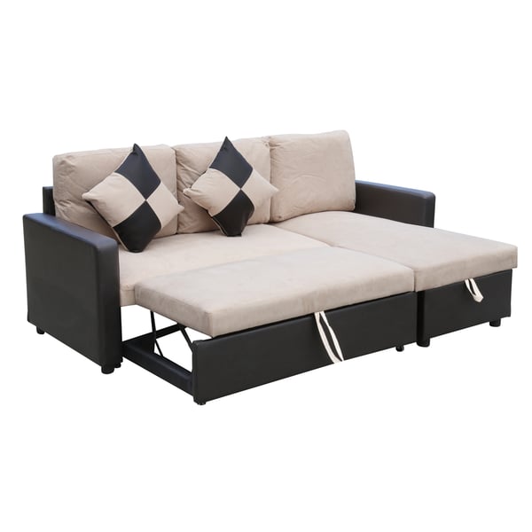 beige sofa pullout bed