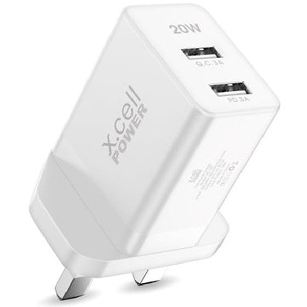 Xcell Dual Port Wall Charger White Xcell Dual Port Wall Charger White