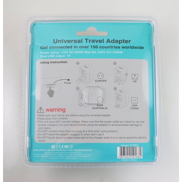 Eklasse Universal Socket Travel Adapter Fordable White Eklasse Universal Socket Travel Adapter Fordable White