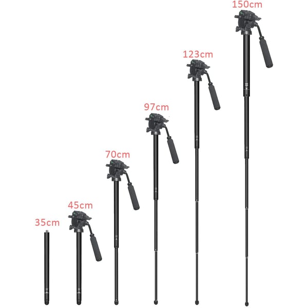 Coopic Cp Vt-05 Ii Foldable Tripod With Max Height 165cm/65inch Removable Monopod With Horizontal Fluid Pan Head For Camera And Camcorder Photography Load Up To 5kg.