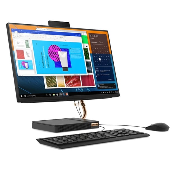 Lenovo AIO5 F0FB000YAX Desktop - Core i7-10700T 4.5 GHz 16GB 1TB + 256 GB Win10 23.8Inch 1920 x 1080 FHD Black Arabic Keyboard