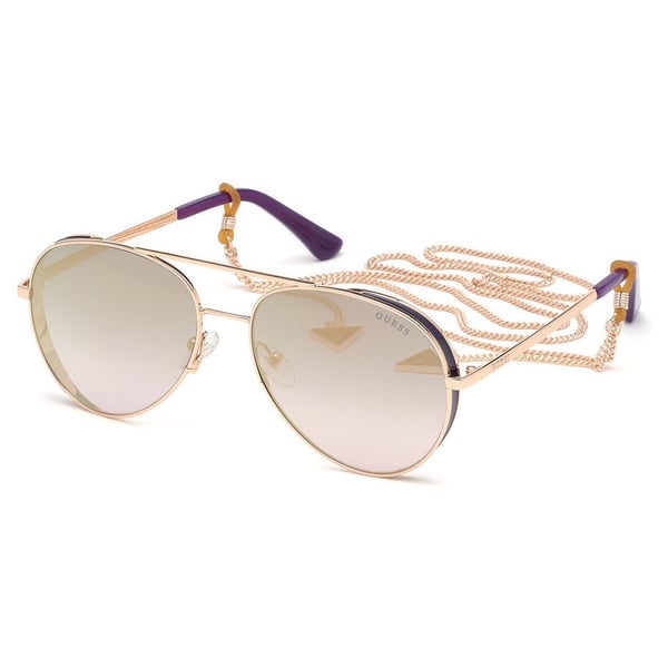 Guess GU7607-28X-58 Women's Sunglass Shiny Rose Gold/Blu Mirror