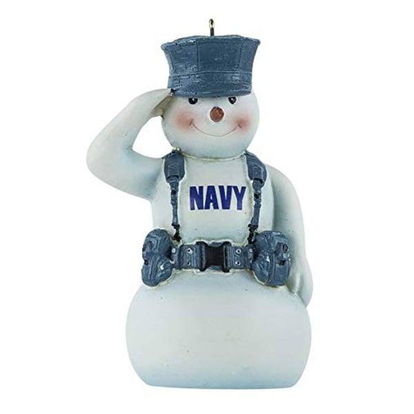 Kurt Adler U.S. Navy Snowman Saluting In Gear Christmas Ornament
