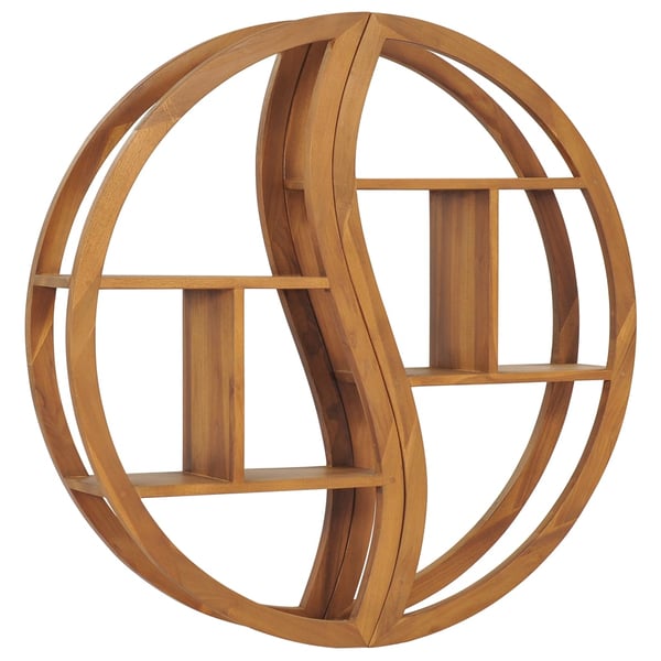 Vidaxl Yin Yang Wall Shelf 100x20x100 Cm Solid Teak Wood