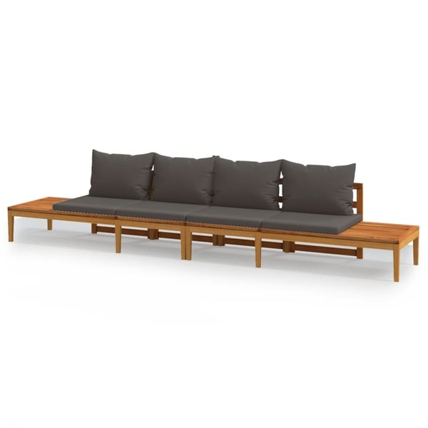 vidaXL Garden Benches with Dark Grey Cushions 2 pcs Acacia Wood vidaXL Garden Benches with Dark Grey Cushions 2 pcs Acacia Wood