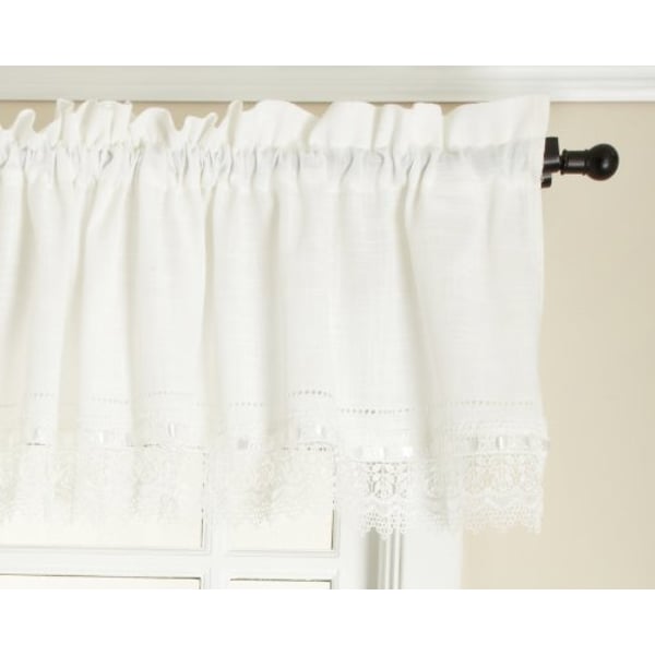 Style Master Renaissance Home Fashion Sophia Valance With Macrame Band, Ivory, 58-Inch By 14-Inch