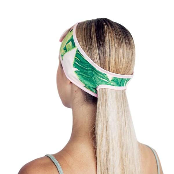 Kitsch Spa Headbands For Women- Makeup Headband, Washing Face And Facial Headband With Ponytail - Palm Leaves