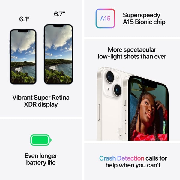 Apple iPhone 14 Plus 128GB Startlight Pre-order + Clear Case + Power Adapter
