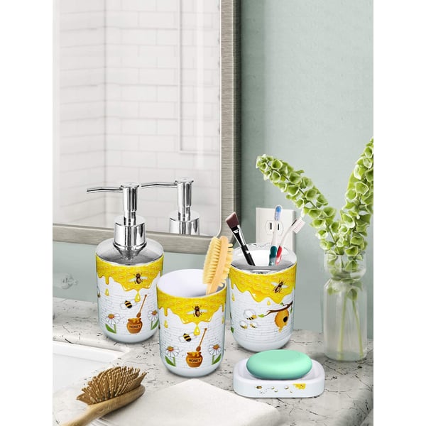 Buy Story@Home Plastic Bathroom Accessories Set – Gift Package – 1 Tumbler,  1 Liquid Soap Dispenser/Lotion Dispenser/Shampoo Dispenser, 1 Toothbrush  Holder and 1 Soap Dish – White Online in UAE