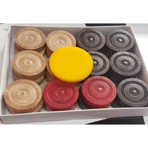 ULTIMAX Wooden Carrom Coins with Striker Premium Wooden Carrom Coins 6 mm Thickness, 24 Coins+ 1 Striker