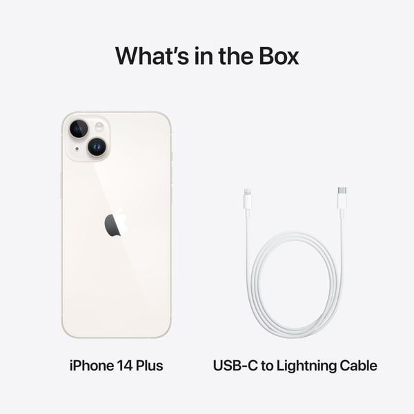 Apple iPhone 14 Plus 256GB Startlight Pre-order + Clear Case + Power Adapter