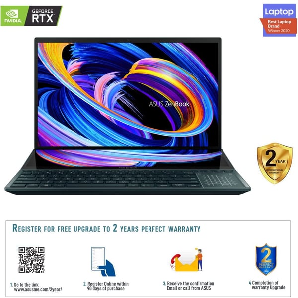 Asus ZenBook Pro Duo 15 OLED UX582LR-H2014T 2-in-1 Laptop - Core i9 2.4 GHz 32GB 1TB 8GB Win10 15.6inch 4K UHD Blue