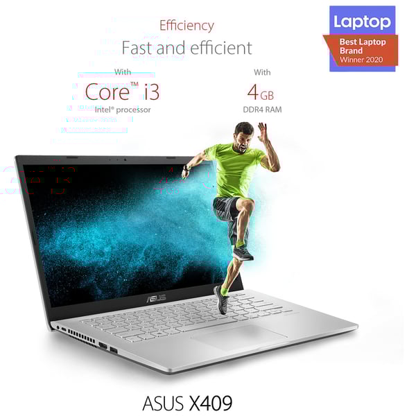 Asus X409FA-EK590T Laptop - Core i3 2.10GHz 4GB 256GB Shared Win10Home FHD 14inch Silver English/Arabic Keyboard Asus X409FA-EK590T Laptop - Core i3 2.10GHz 4GB 256GB Shared Win10Home FHD 14inch Silver English/Arabic Keyboard