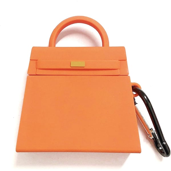 Super Elegent Extraordinary Hand Bag Design Air pods Cover 1/2 Fashion Reticule Wireless Earphone Protector Soft Silicone Shockproof Accessories (Handbag Orange) Super Elegent Extraordinary Hand Bag Design Air pods Cover 1/2 Fashion Reticule Wireless Earphone Protector Soft Silicone Shockproof Accessories (Handbag Orange)