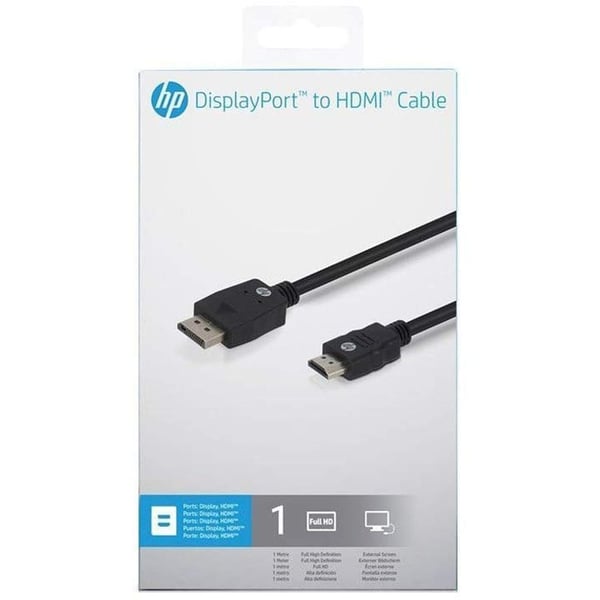 HP Display Port To HDMI Cable 1m Black HP Display Port To HDMI Cable 1m Black