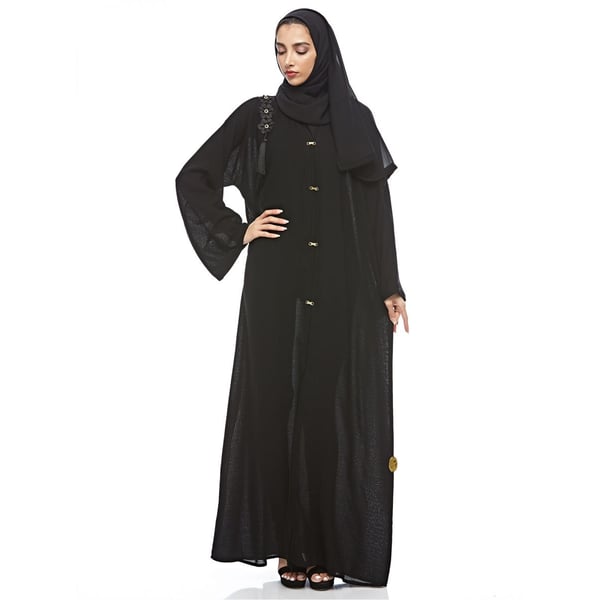 Look Style Casual Abaya With Matching Sheila Black Small