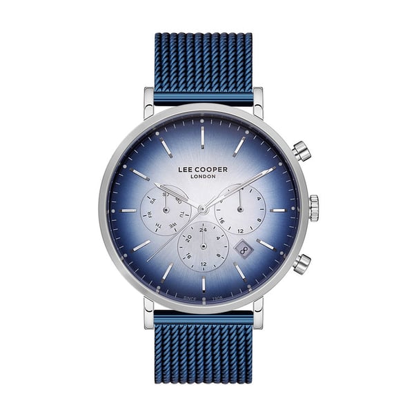 Lee Cooper, LC07174.390, Mens Analog Watch, White/ Dark Blue Dial Multi-Function 3 Hands Stainless Steel Blue Mesh Strap Lee Cooper, LC07174.390, Mens Analog Watch, White/ Dark Blue Dial Multi-Function 3 Hands Stainless Steel Blue Mesh Strap